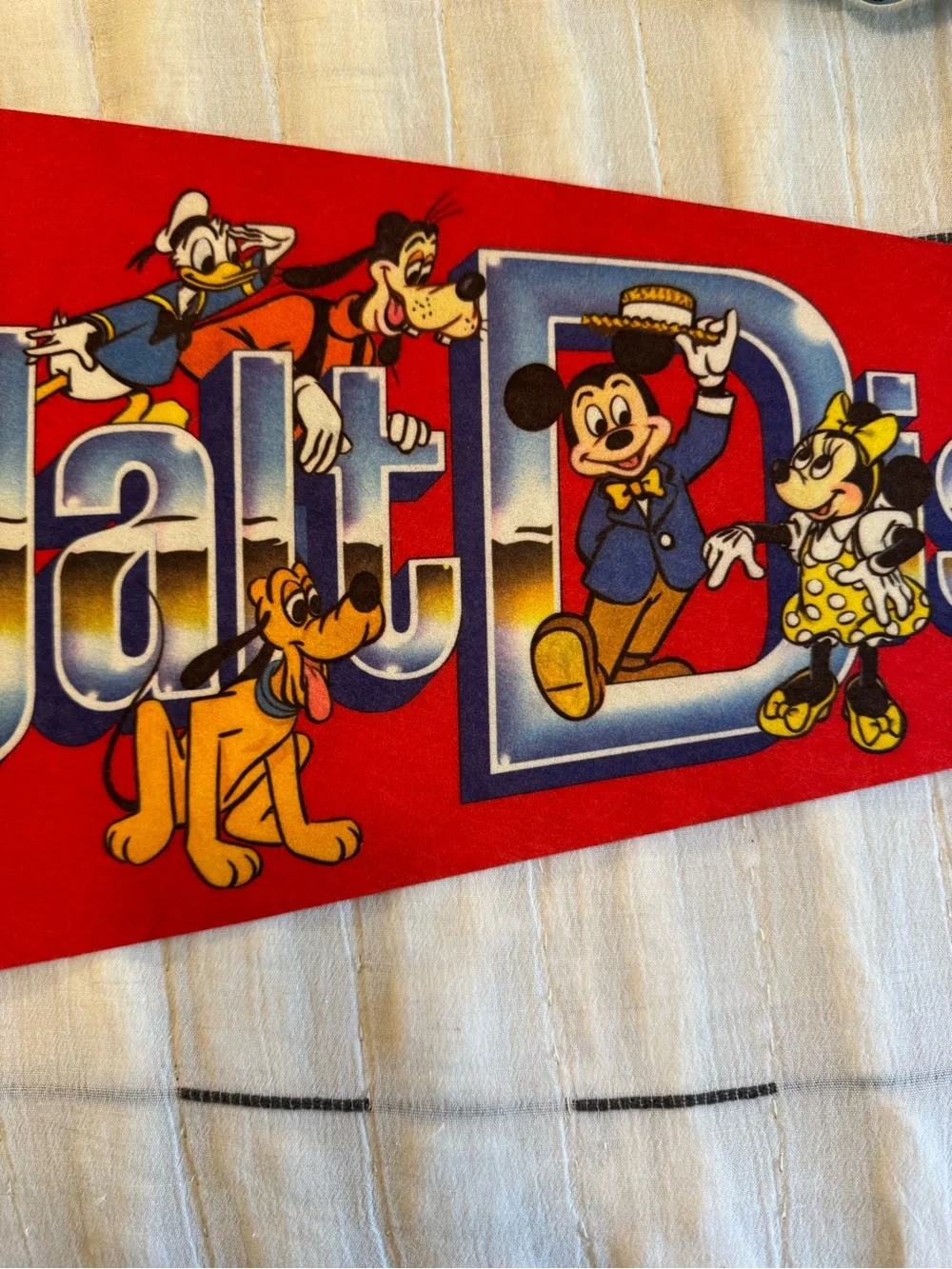 Vintage Walt Disney World Mickey & Friends Felt Pennant Flag 30.5”